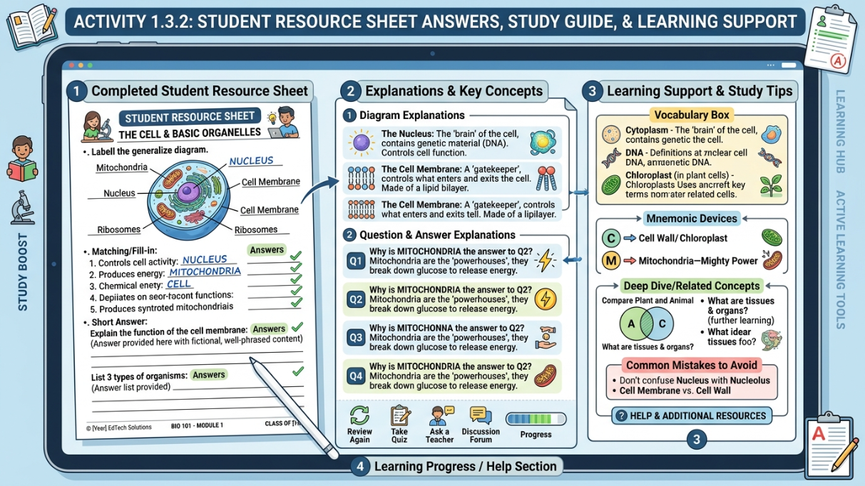 Activity 1.3.2 Student Resource Sheet Answers